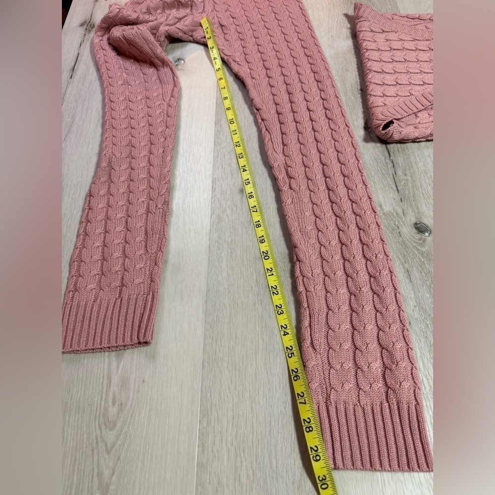 Black Label By C’EST Toi Pink Cable Knit Legging and Halter Top Set, Size Small - Picture 12 of 16